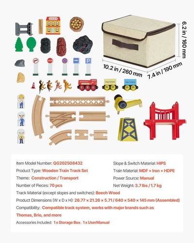 70pc wooden train - train, set