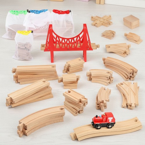 Wooden train tracks pcs set - wooden,