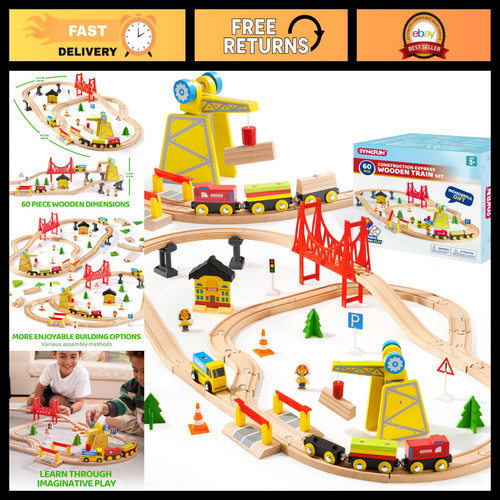 60pcs magnetic wooden - wooden, train
