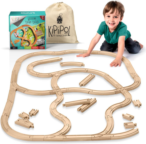 Wooden train tracks - train,