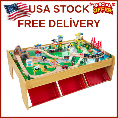 Kid wood play railway train - kid's,