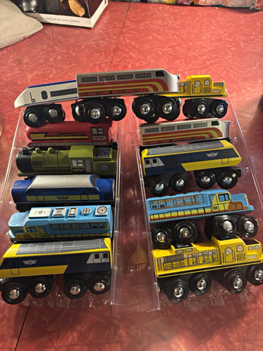 Lot wooden toy train - wooden,