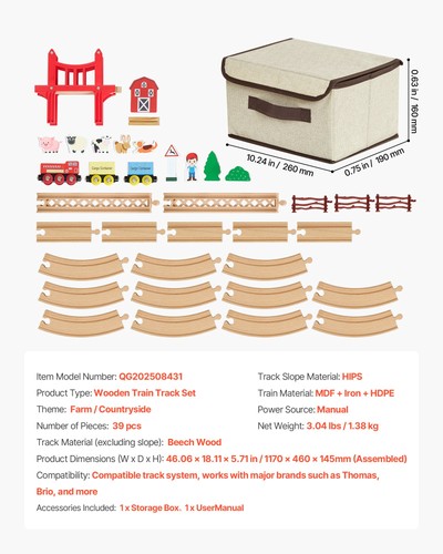 Piece magnetic wooden - 39-piece, train