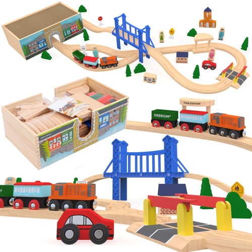 Wooden train set deluxe pcs - train, 52