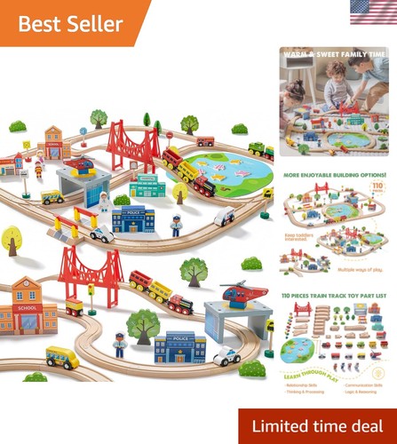 110pcs wooden train - train, set