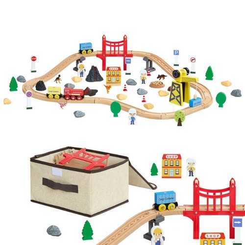 70pc wooden train - 70pc,