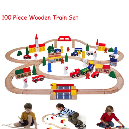Kids wooden train set 100 - train,