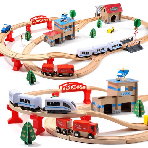 Electric wooden train track - wooden,