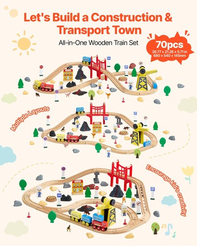 70pcs wooden train - 70pcs,