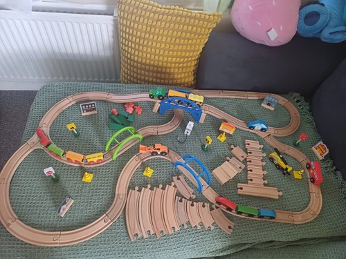 Wooden train set track - train,