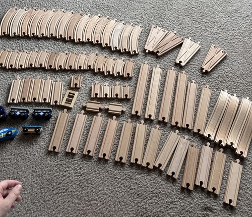 Wooden train set with - set,