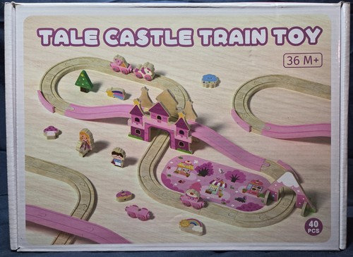 Wooden train set 40pcs pink - train,