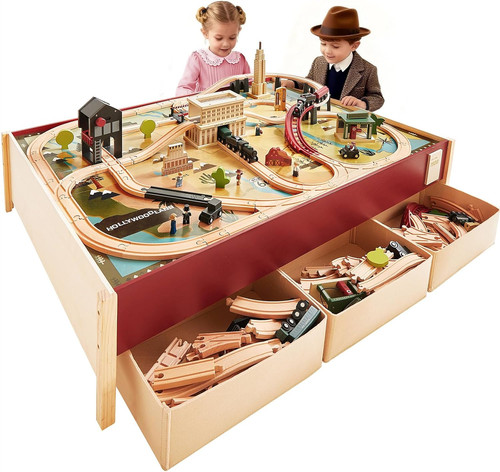 Large wooden train table - large,