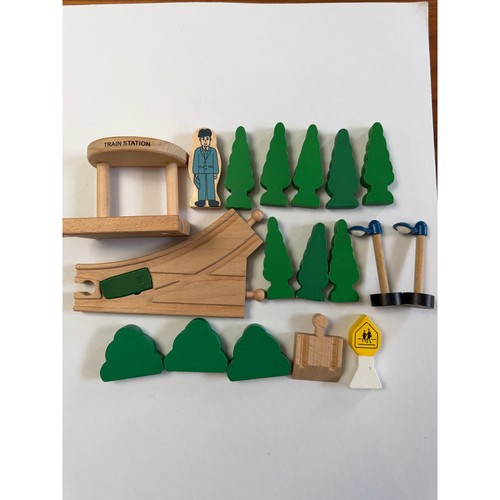 Assortment wooden train - of,