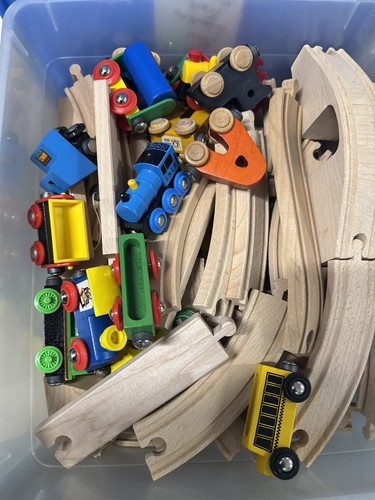 80pc vtg wooden train track - 80pc,