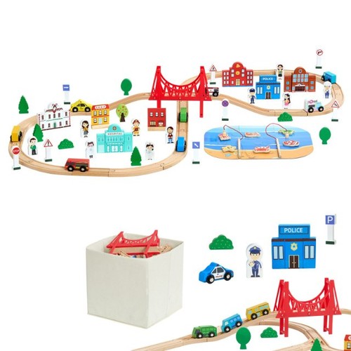 113pc wooden train - 113pc,