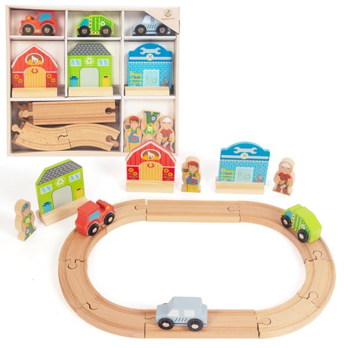 Toddler wooden farm train set - toddler,
