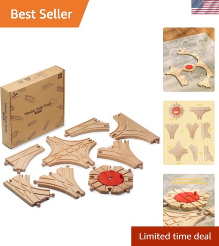 Wooden train track 8pcs - wooden,