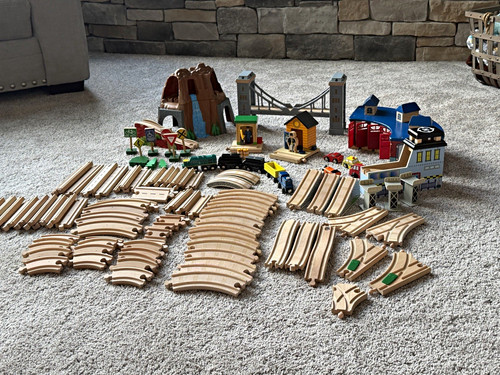 Huge wooden train - track, set