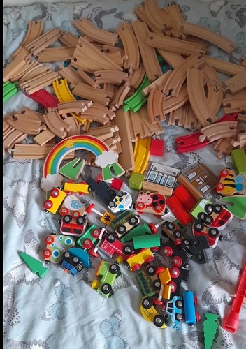 Wooden train set over 130 - wooden,