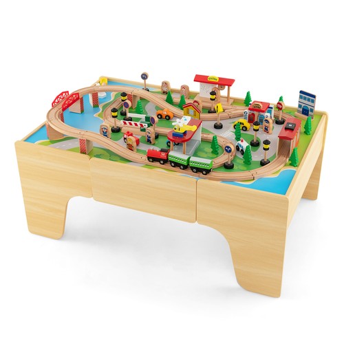 Kids wooden train table - wooden,