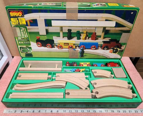 Vtg brio wooden train - wooden, set