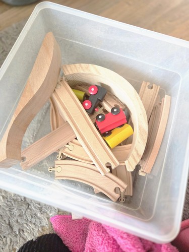 Wooden train set with - wooden,
