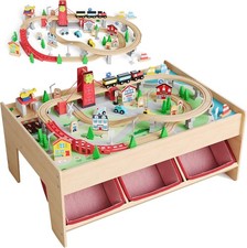 90PCS Train Table Wooden Train