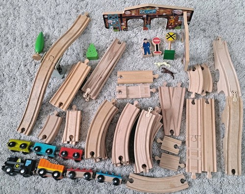 Wood wooden train track - wooden,