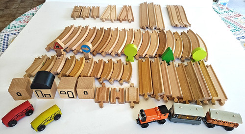 Wooden train railway set - railway,