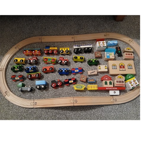 Wooden train set with trains - wooden,