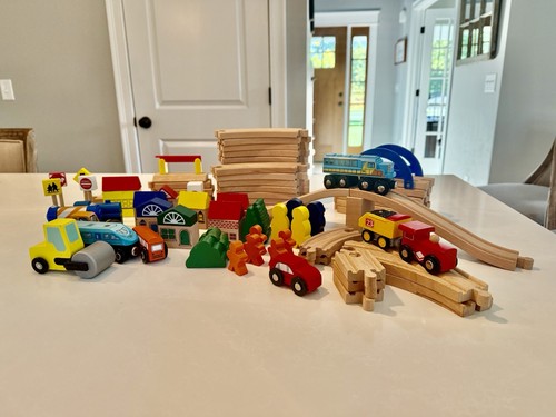 Wooden train set - wooden, with