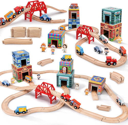 Wooden train set for - train,