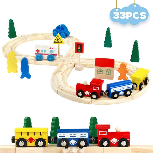 33pcs wooden train - train, rail