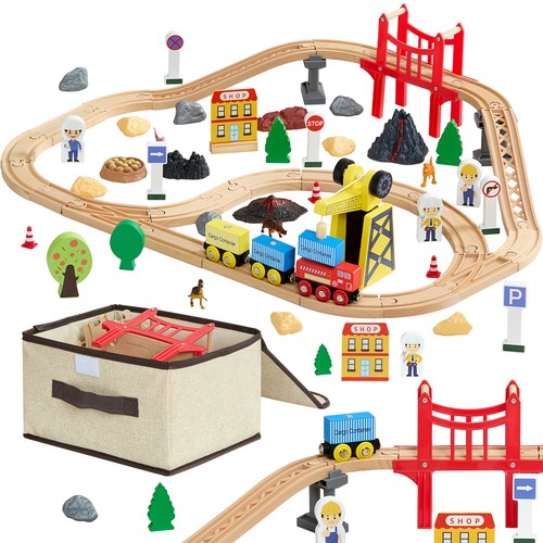 Uimoso 70pcs wooden train set - uimoso,