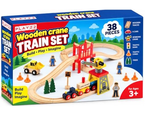 Play22 pcs wooden train set - play22, 38