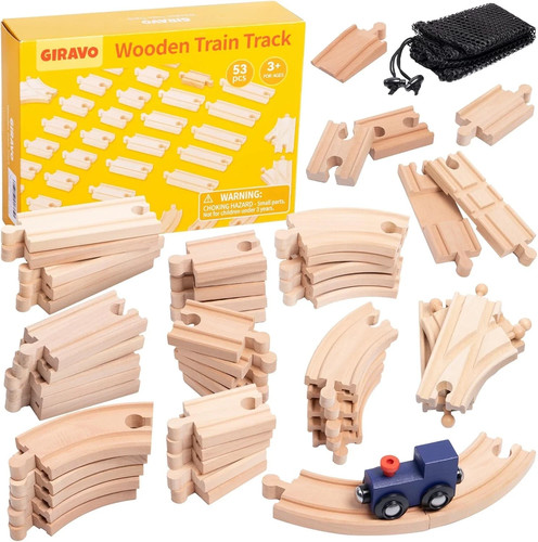 Piece wooden train track - 53-piece,
