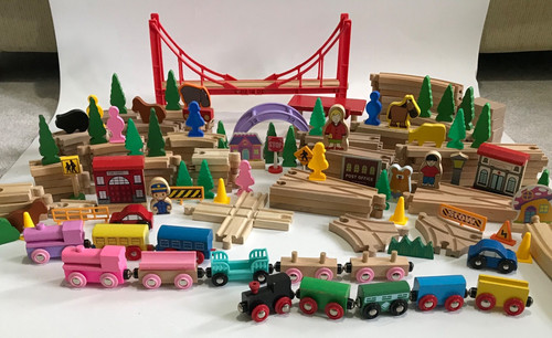 Wooden train set - train, track