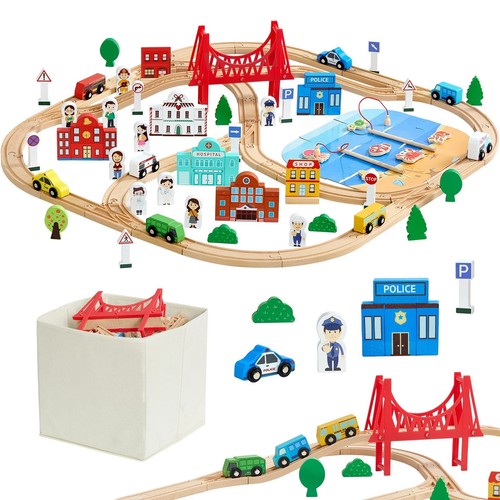 113 pcs wooden train - wooden,