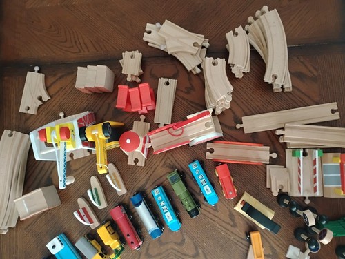 Wooden train set - wooden, lot,