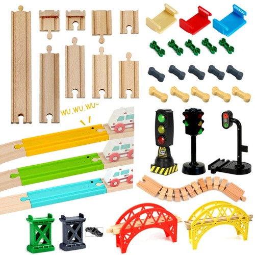 Piece wooden train track - wooden,