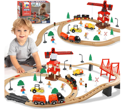 81pc wooden train tracks - 81pc,