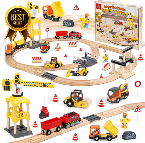 Wooden train set - train, set,