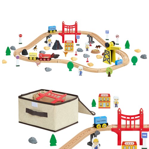 70pcs wooden train set with - wooden,