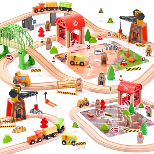 Wooden train set - train, 102-piece